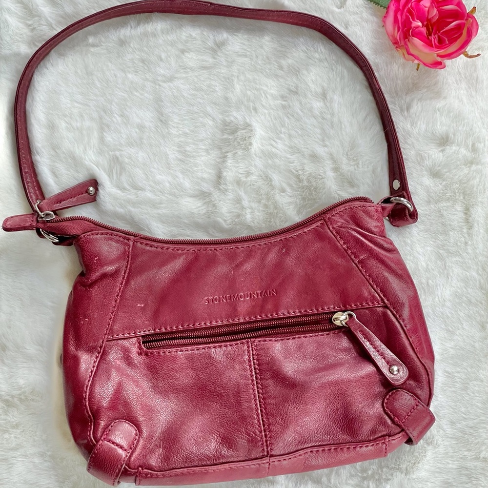 Stone Mountain Red Purse. Faux leather with outside zip pocket. Inside is Great!